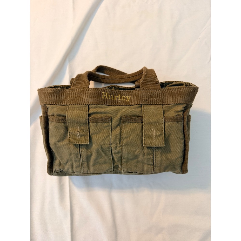 Hurley Olive Green Canvas Tote with Front Pockets